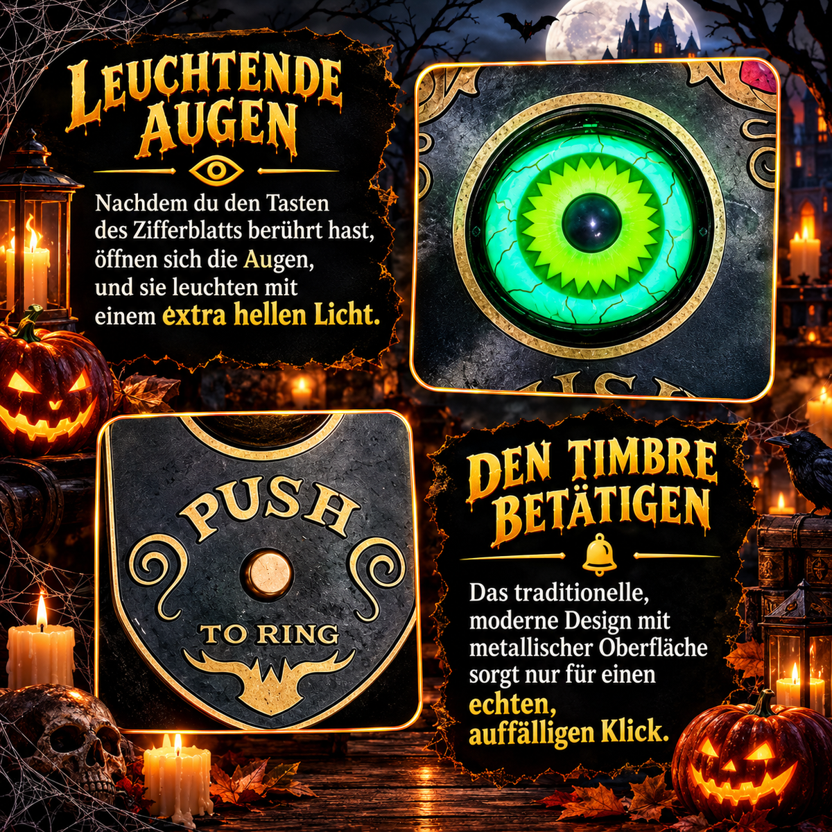Halloween-Geiterklingel mit beweglichem Auge